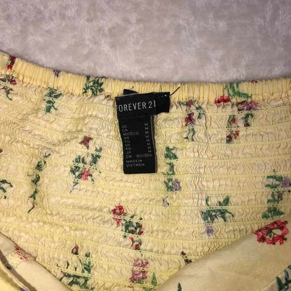 Yellow Floral Puff Sleeves Crop Top Blouse - Picture 4 of 4